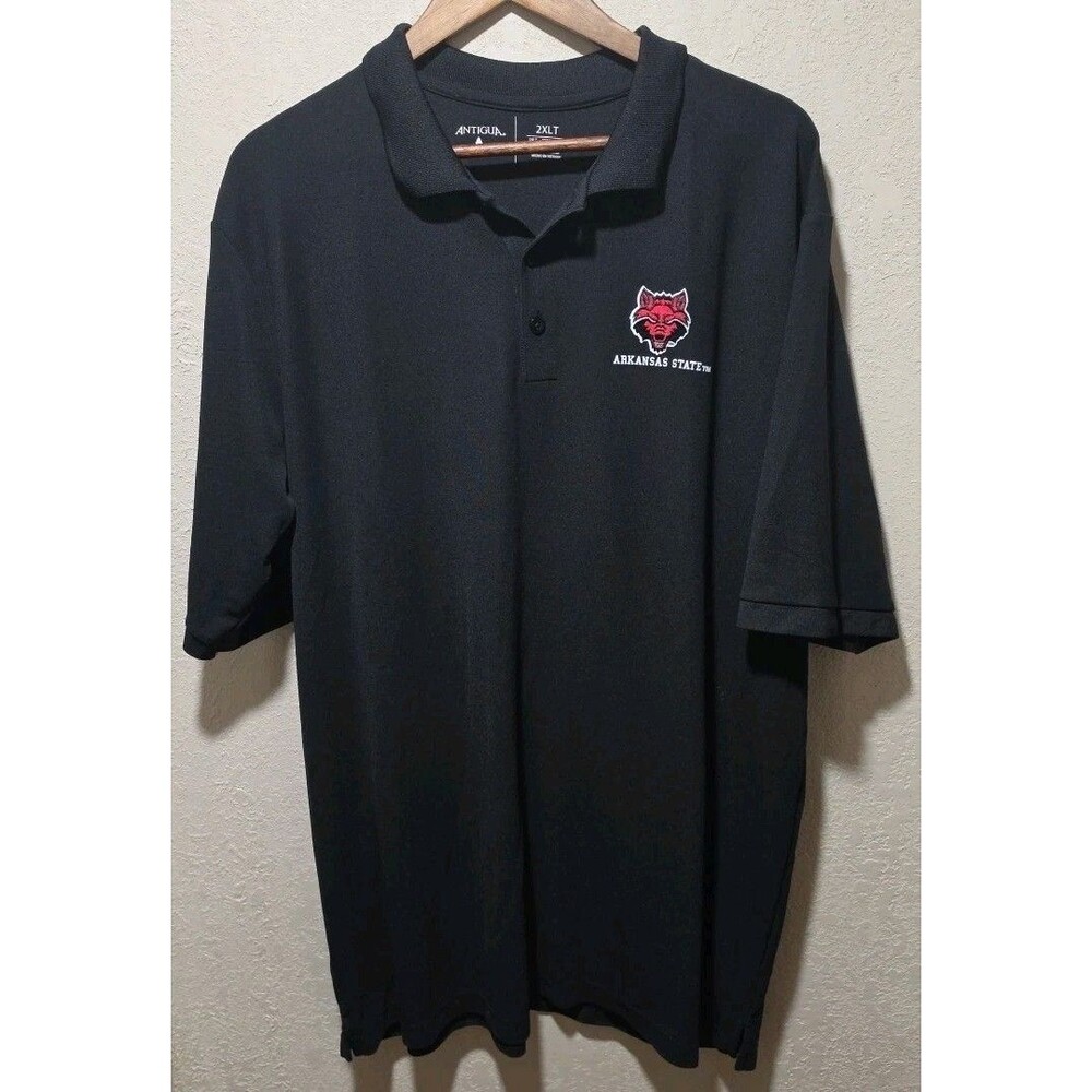 Antigua Mens Black Arkansas State Polo Shirt Size 2XLT